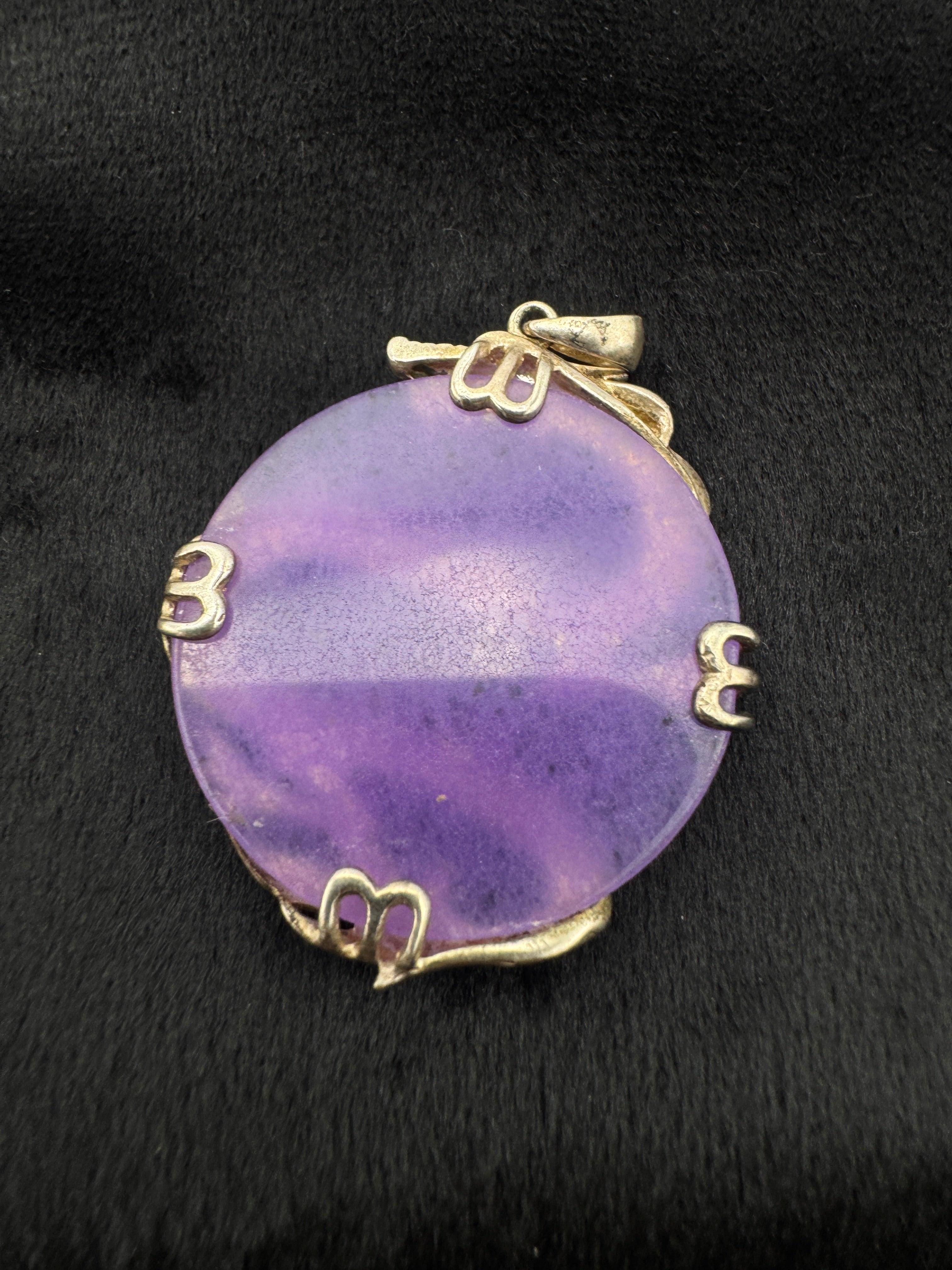 Sterling Silver Dragon Pendant with Purple Stone | 925
