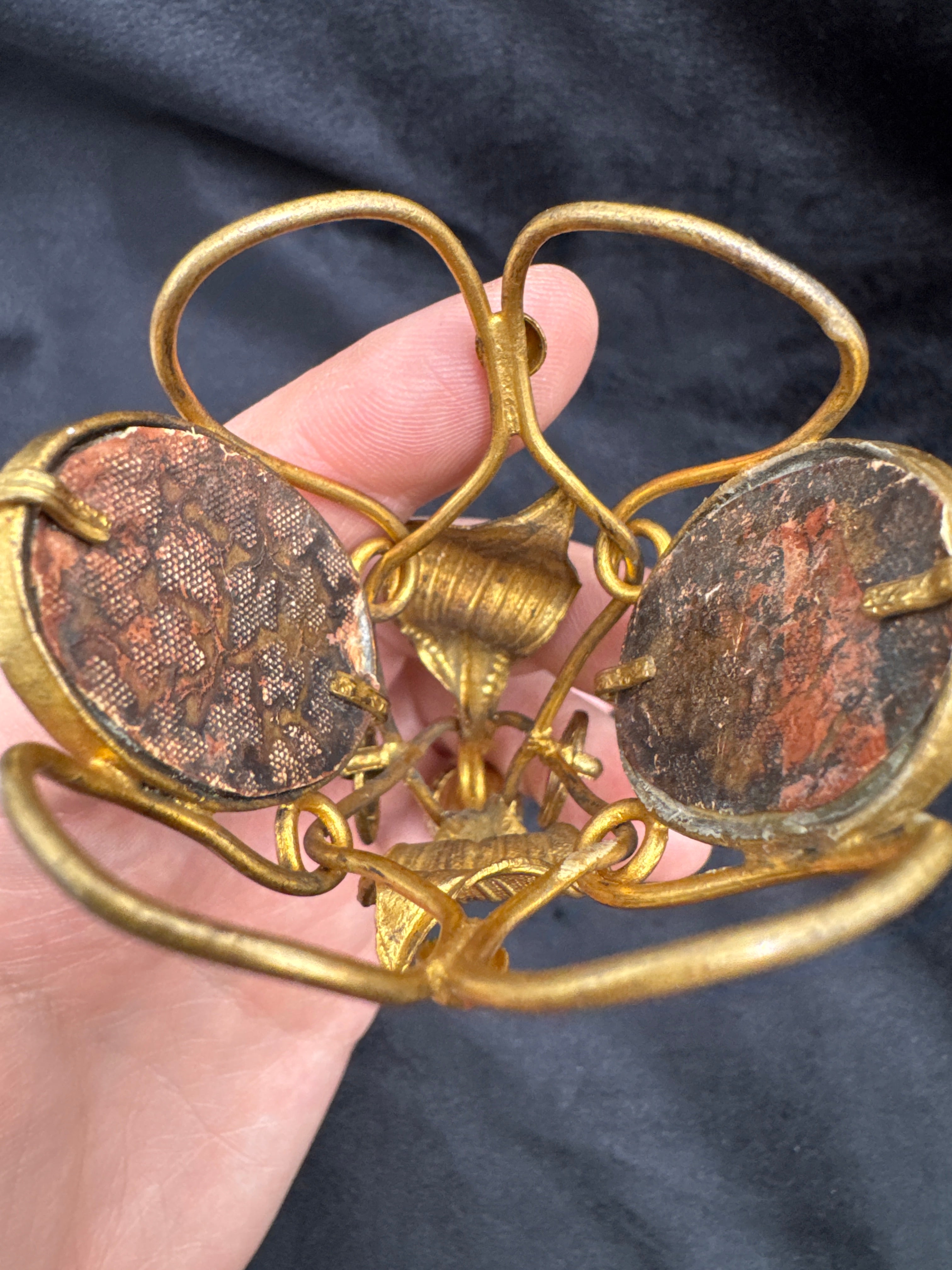 Rare large Antique Coral Cameo Posy Holder with Mother-of-Pearl Handle