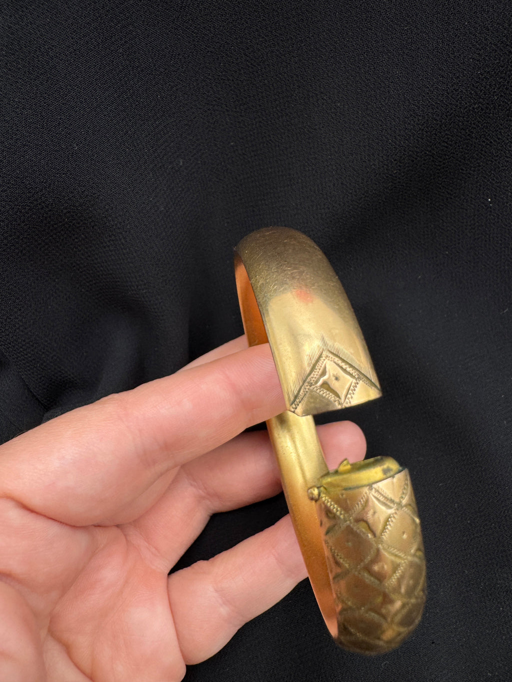 Victorian Gold-Filled Engraved Bangle Bracelet | Fits Up to 7" Wrist