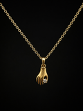 Vintage 9k gold hand pendant necklace