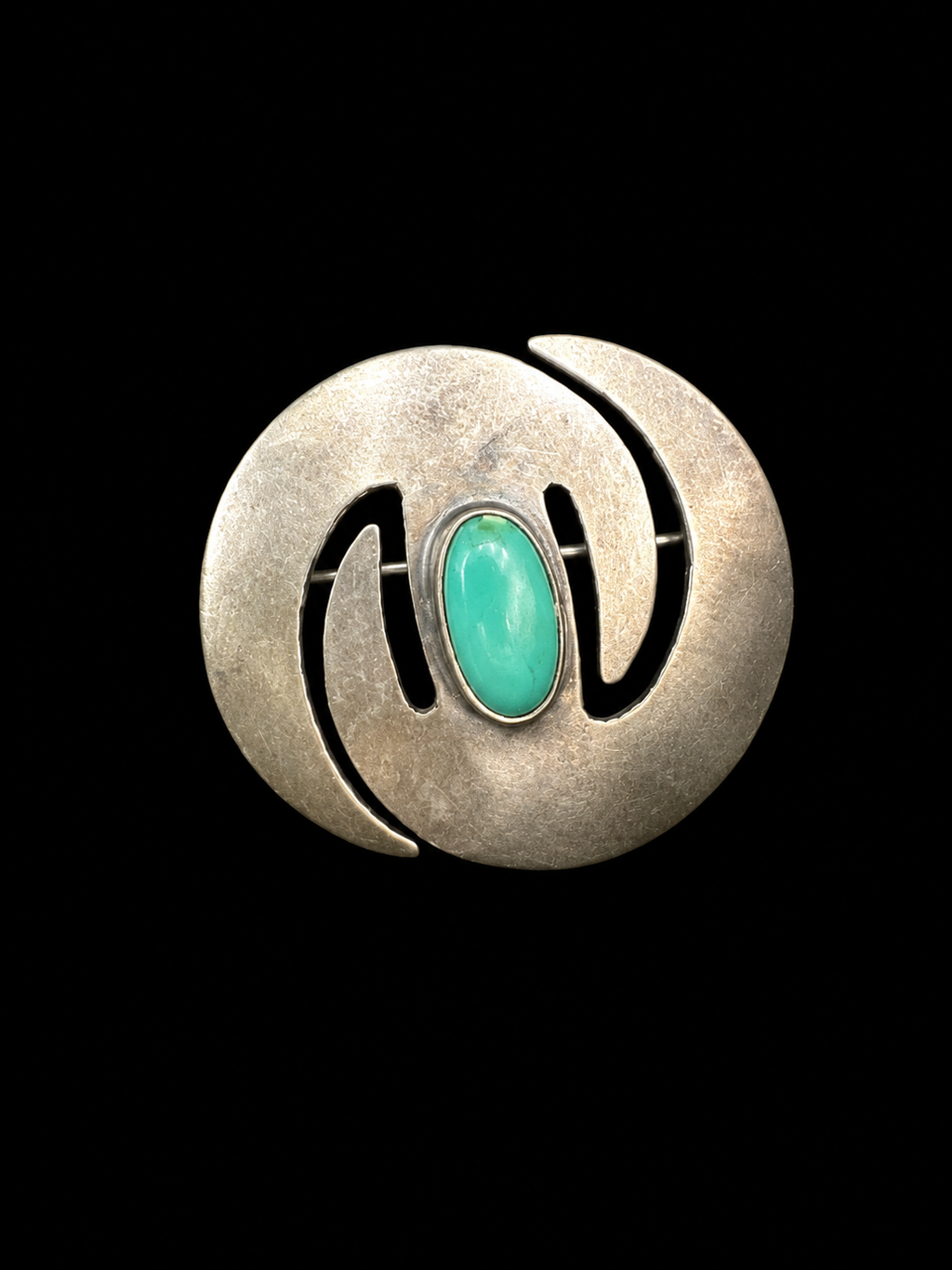 Vintage Sterling Silver Native American Turquoise Brooch