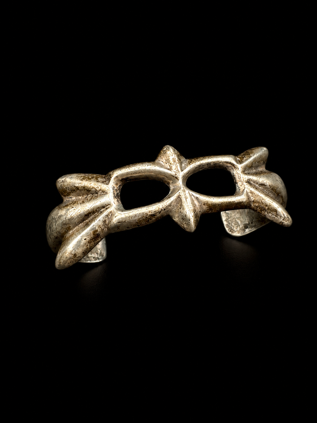 Vintage Southwest Sand Cast Sterling Silver Cuff Bracelet