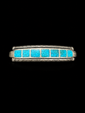 Vintage Native American Sterling Silver Crushed Turquoise Inlay Cuff Bracelet