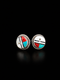 Vintage Sterling Silver Zuni Inlay Stud Earrings