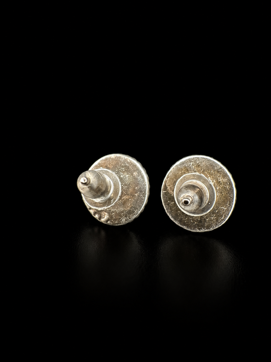 Vintage Sterling Silver Zuni Inlay Stud Earrings