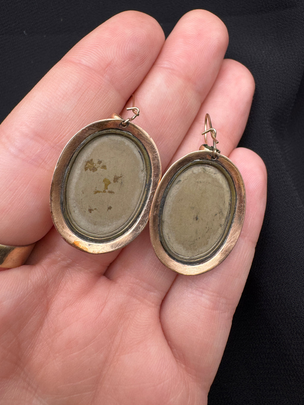 Victorian 14K Gold Lava Cameo Earrings