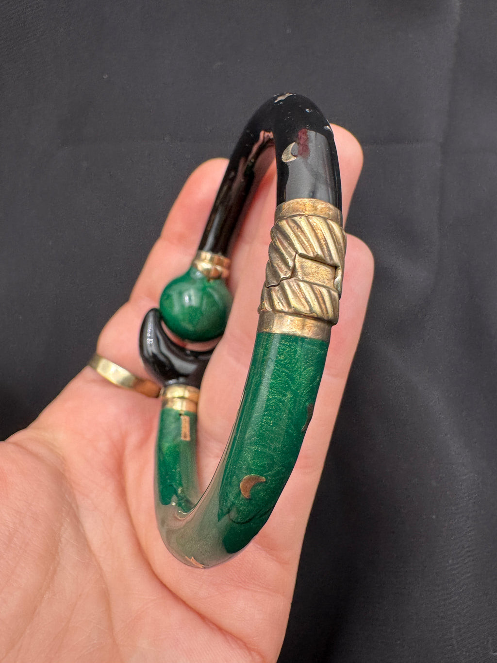 Vintage Italian Sterling Silver Enamel Hinged Bracelet