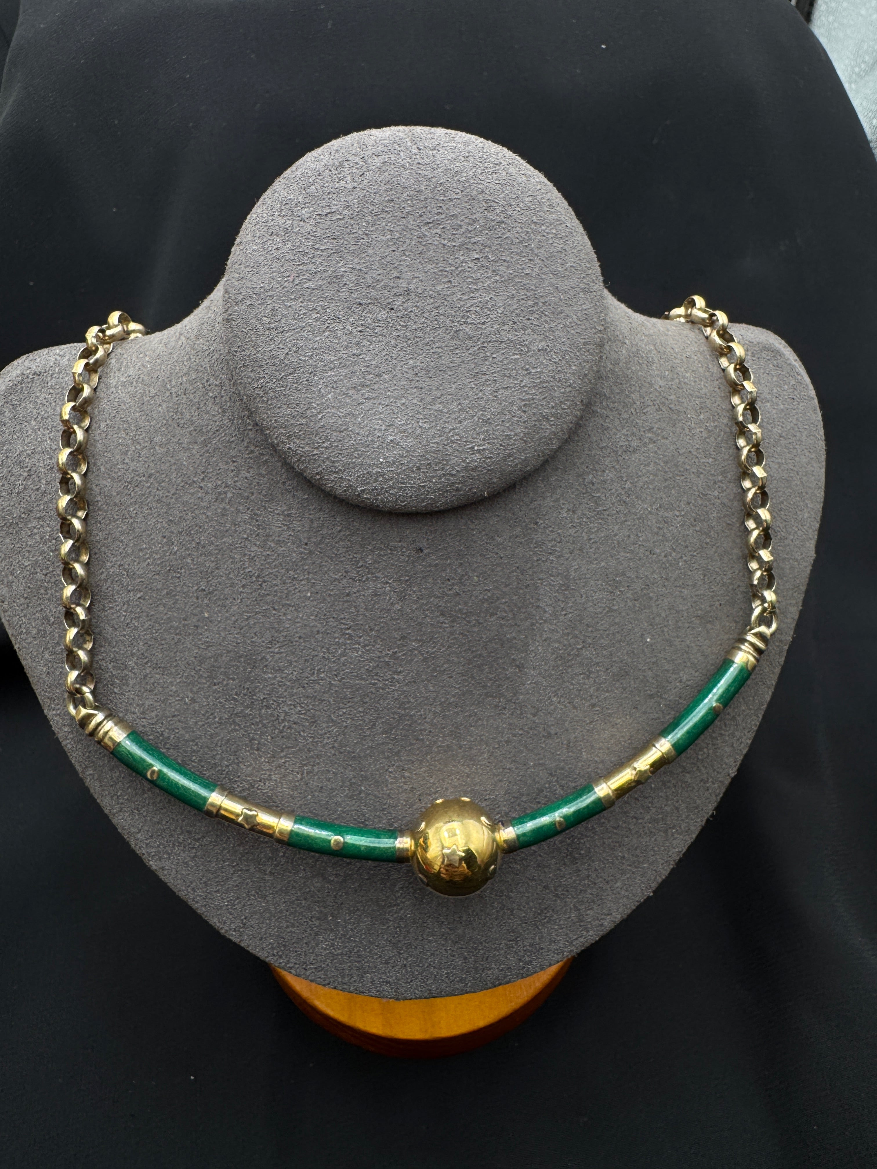 Vintage Italian Sterling Silver Enamel Necklace
